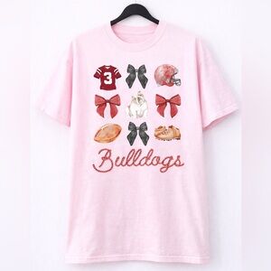 New Georgia Bulldogs Bow Comfort Colors Shirt, Pink, L